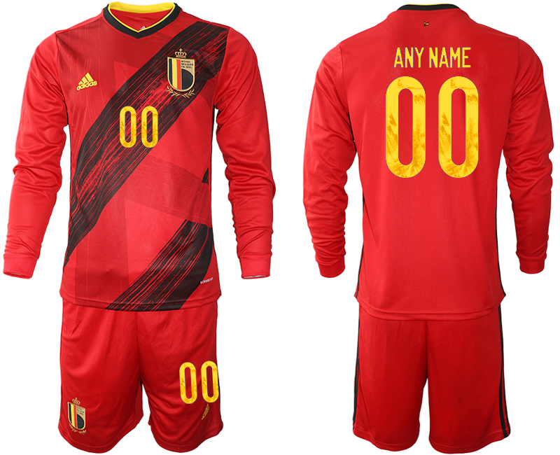 Men 2021 European Cup Belgium home Long sleeve a soccer jerseys
